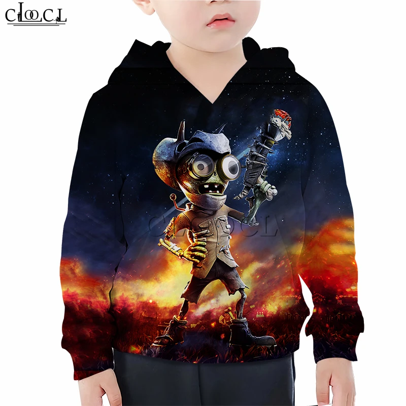 kids Hoodies 12 Толстовка с капюшоном для мальчиков и девочек с 3D принтом «Растения против Зомби»; детская толстовка с длинными рукавами с изображением зомби; Топы в стиле Харадзюку для подростков - Color: kids Hoodies 12
