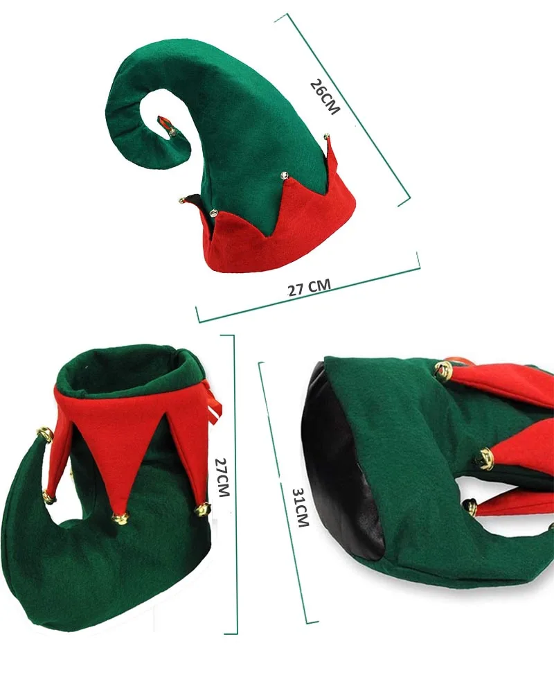 Elf Hat and Boot Рождественский эльф сапоги год эльф олень Grinch вечерние Красный Зеленый Дети Девочки Шапка эльфа маскарадный костюм сцена - Цвет: Elf Hat and Boot
