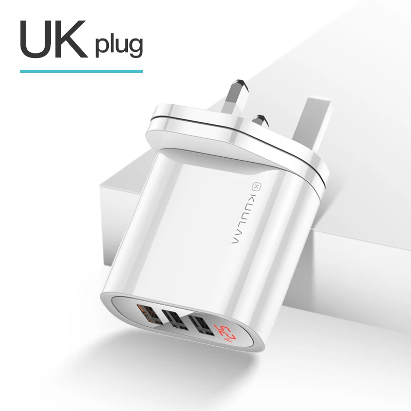 KUULAA USB зарядное устройство 30 Вт Быстрая зарядка 3,0 QC3.0 Быстрая зарядка мульти разъем зарядное устройство для мобильного телефона для iPhone samsung Xiaomi huawei - Тип штекера: UK White