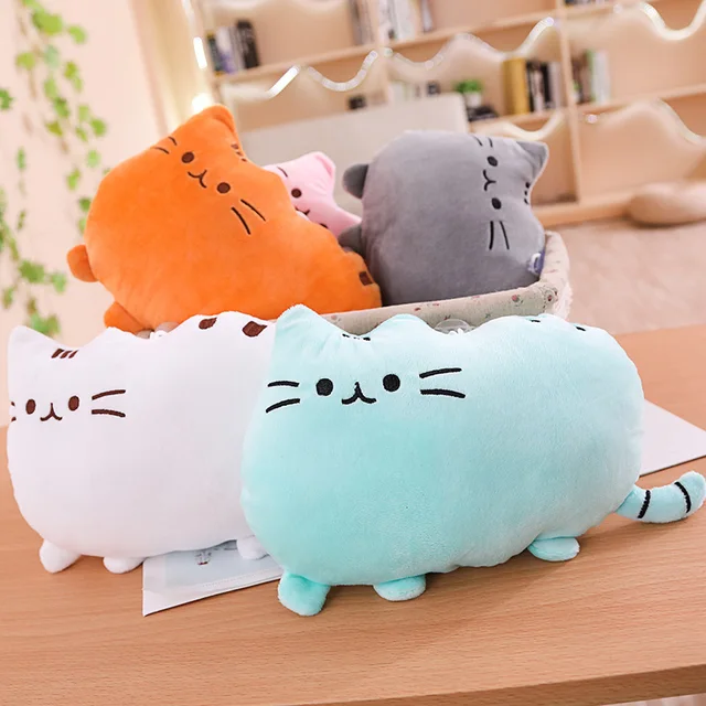 Cuscino Peluche Gatto Kawaii - Morbido E Decorativo, Grigio 40cm
