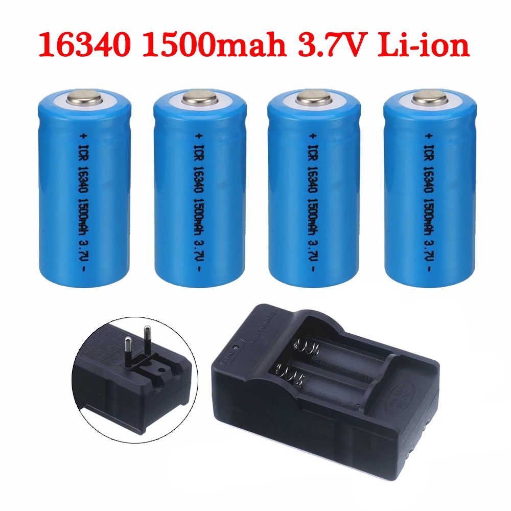 3.7V 1500Mah Batteria Ricaricabile Agli Ioni Di Litio 16340 Cr123A Batteria Per Torcia A Led Puntatore Laser Per Caricabatterie Cr123A 16340