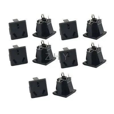 

10 x AC 125V 15A 3 Terminals AU 3 Pin Power Socket Connector Black
