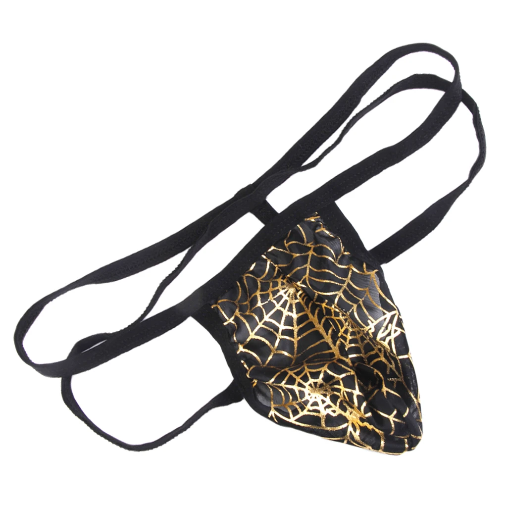 Mens Spider Web Posing Pouch Jock Strap Briefs Thong T-back G-string Underwear