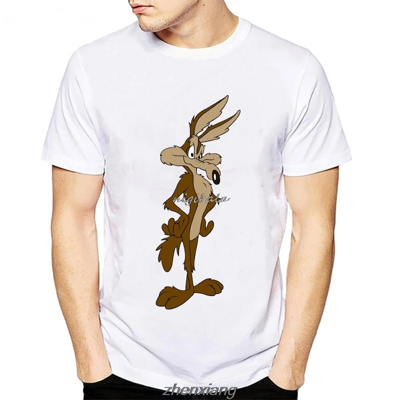 

Newest Wiley Coyote T Shirt men Looney Tunes Road Runner Cartoon Movie tshirt Funny men's Casual tops mens Clothing