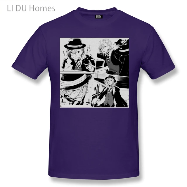 Manga Panels Chuuya Nakahara Bungou Stray Dogs Anime T Shirt Women Man's T-shirt Cotton Summer Tshirts Short Sleeve Graphics Tee Purple
