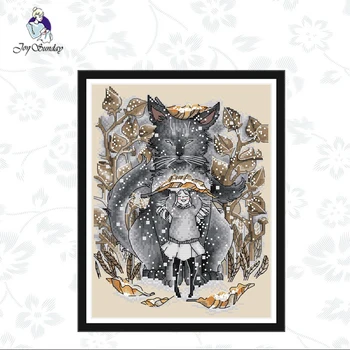 

Joy Sunday,Winter call (fox)Counted Cross-stitch Paintings Print on Canvas Chinese Cross Stitch Needlework Sets Embroidery kits