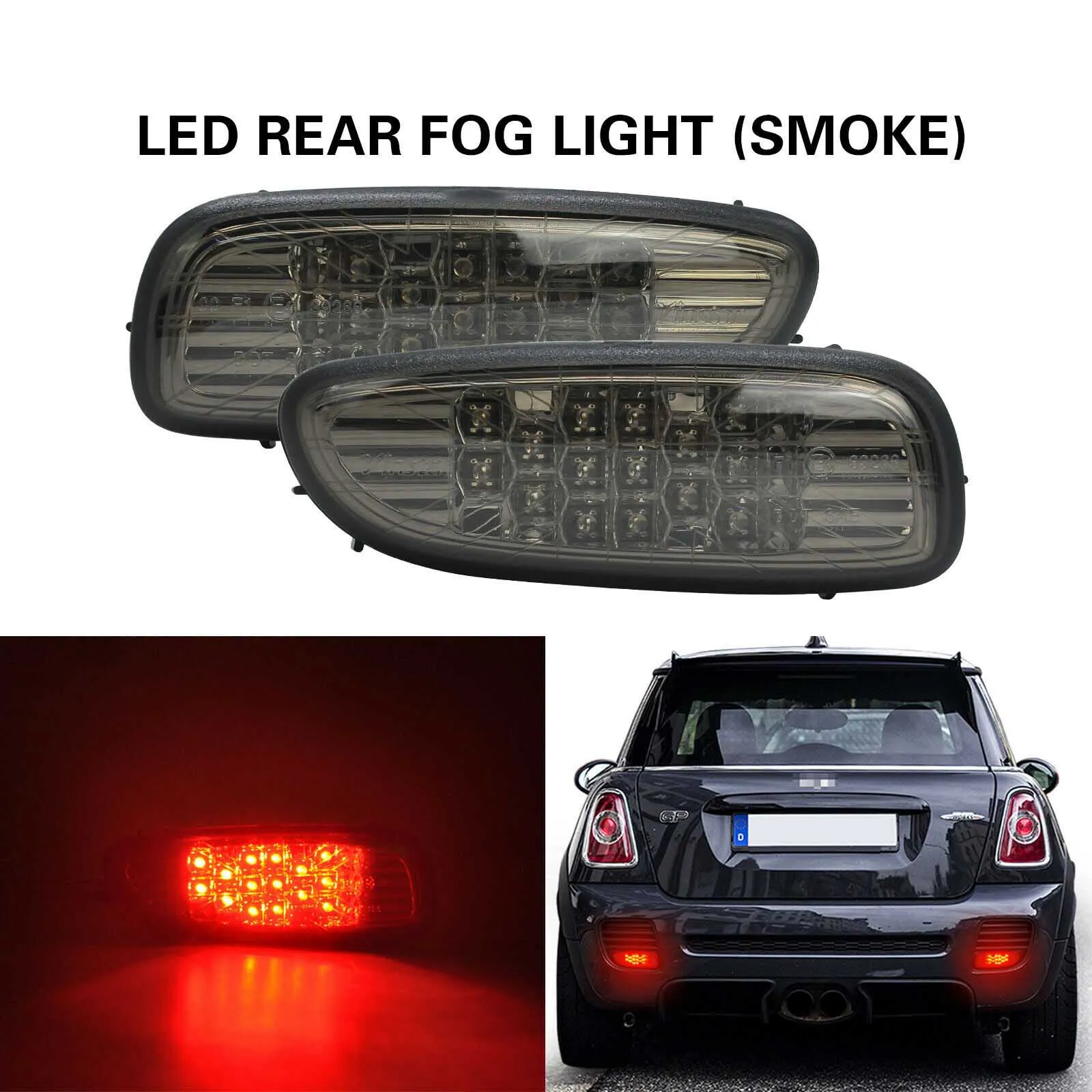 Smoked lens 2 шт. светодиодный задний противотуманный фонарь для MINI John Cooper Works R56 R57 R58 R59 2006-2013 - Испускаемый цвет: Smoked lens