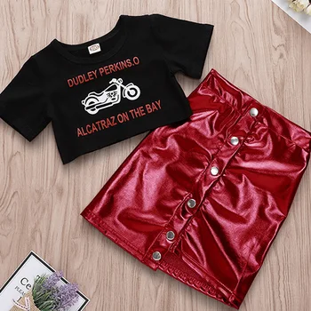 

Girl Sets Summer Letter Printed Baby Toddler Cool Girl Clothes 2Pcs Girl T-Shirt+Skirts Children Clothes For Girls