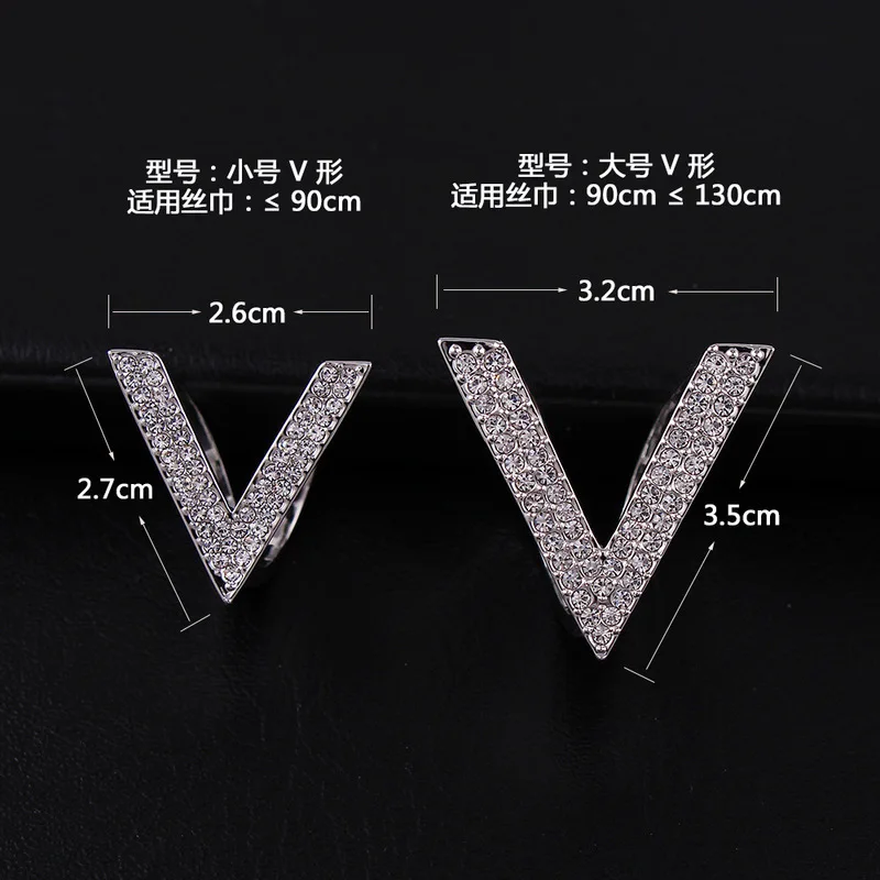 

V-Shaped Diamond Set T-shirt Clothes Knot Scarf Buckle Top Grade Silk Scarves Buckle Versatile Dual Purpose Simple South Korea B