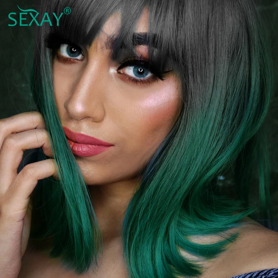 Green Straight Human Hair Wig | Green Color Human Hair Wigs | Turquoise  Human Hair Wig - Full Machine Wigs - Aliexpress