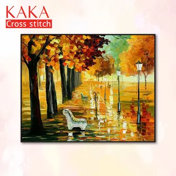 

Cross stitch kits,Embroidery needlework sets with printed pattern,11CT-canvas for Home Decor Painting,Landscape Full NCKS061