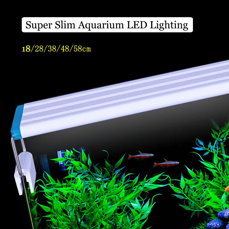  Super Slim Aquarium LED Lighting Aquatic Plant Growing Light 18-58cm Extensible Waterproof Clip-on Lamp For Fish Tank0