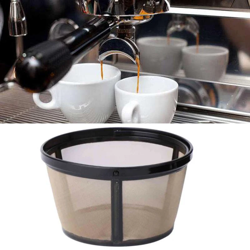 10-12 Cup Coffee Filter Basket Style Reusable Stainless Steel Cylinder Mesh Tool For Most Basket Coffee Machines