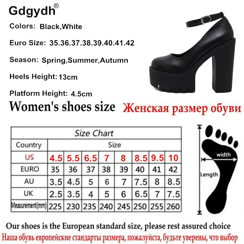 Women Platform Pumps Gdgydh spring autumn casual high-heeled shoes sexy ruslana korshunova thick heels platform pumps Mary Janes Black White Size 42