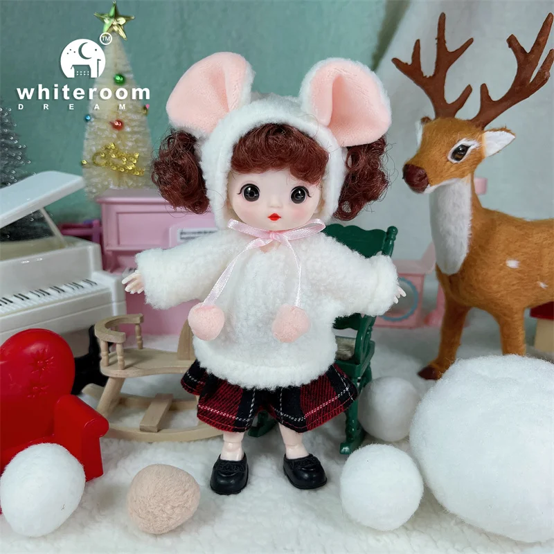 Christmas Gift 2023 2024 Mini Bjd Doll Naked Boby Toys Clothes Reborn Baby 1/12 Surprise Smile Fashion Interactive Girl Children