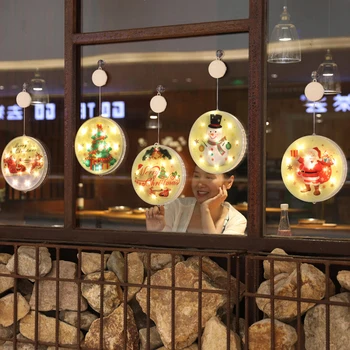 

LED Strip Lights Santa Claus Fairy Lights 3D Window Hanging Lamp Decorative For Room Garland 3D Christmas Decorations For Home A