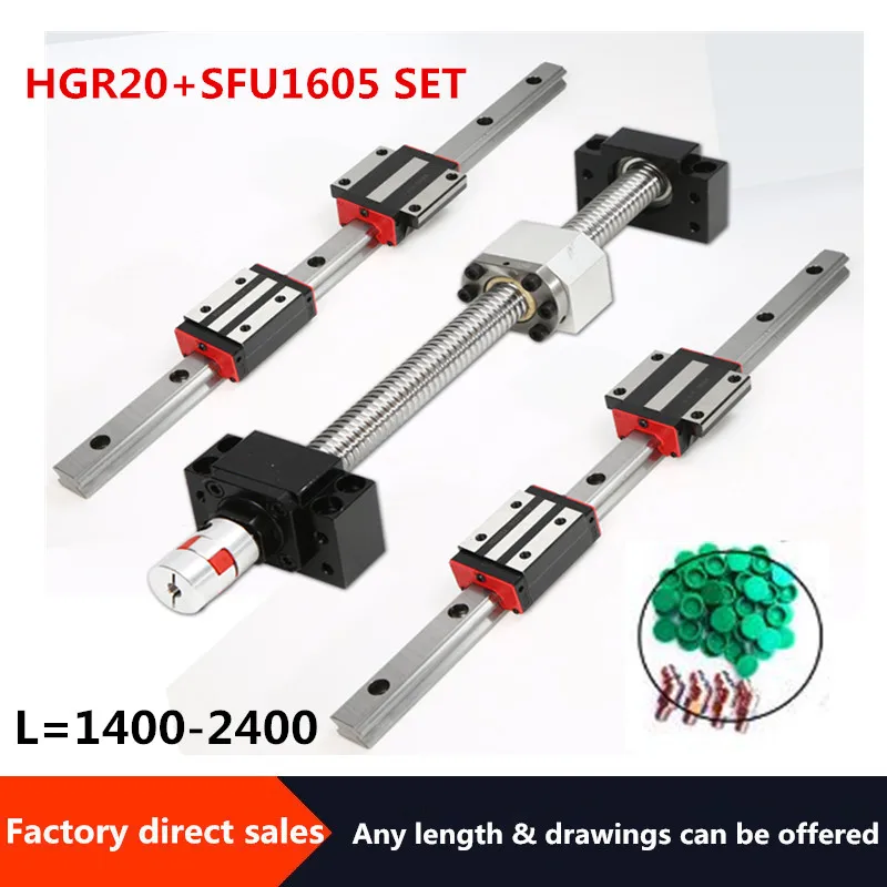 HGR20 квадратные линейные направляющие рельсы 2 комплекта + Направляющий Блок HGH20CA