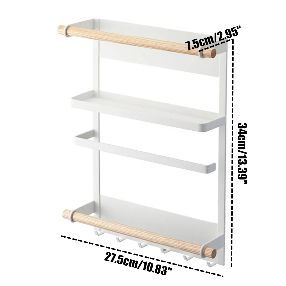 2 Color Kitchen Storage Rack Fridge Magnetic Organizer Paper Towel Holder Rustproof Spice Jars Rack Metal Shelf Kitchen Supplies