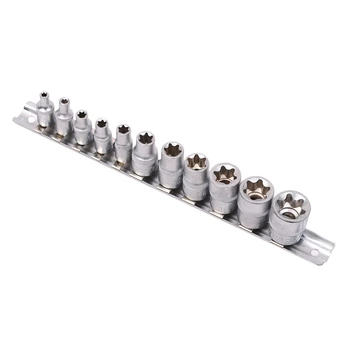

11Pc Female E Torx Star Socket Set Rail E4 - E20 External Star Torque Socket Set