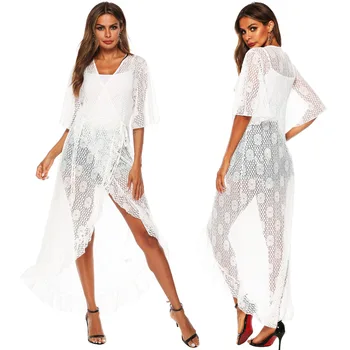 

Summer Beach Dress Ladies Swimwear Womens Dresses And Tunics Tunic Women Minutes Long Sleeve Sexy Falbala Loose Smock Bind Solid