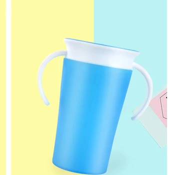 

Portable Learning Smooth 360 Degree Anti Spill Easy Clean Water Training Soft Silicone Cup With Handle Toddler Drinking Solid