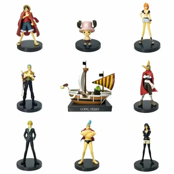 

9pcs/set Anime One Piece Going Merry Luffy Sanji Zoro Usopp Nami Action Figures Toys