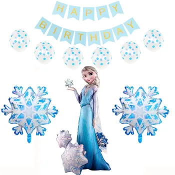 

3D Elsa Princess Snowflake Foil Balloons Cartoon Princess Blue White Christmas Decorations For Home Birthday Balloon Supplies
