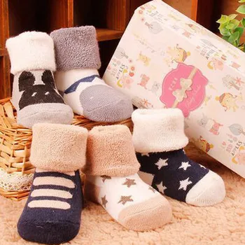 

Winter Cotton Newborn Kids Infant Toddler Baby Boys Girls Cartoon Animals Anti-Slip Knitted Warm Socks