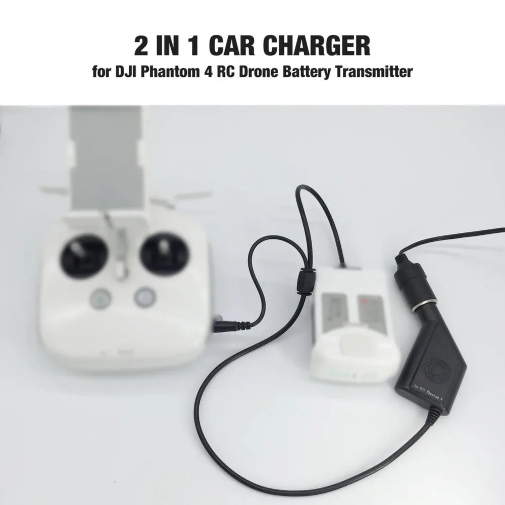 2 in 1 Intelligent Car Charger Fast Safety Charging for DJI Phantom 4 Pro /Professional/Advanced Drone Battery Transmitter