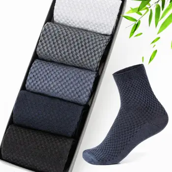 

5 Pairs / lot New Arrival Men's Bamboo Fiber Socks Solid Color Socks Business Anti-Bacterial Deodorant Breathable Men Sock