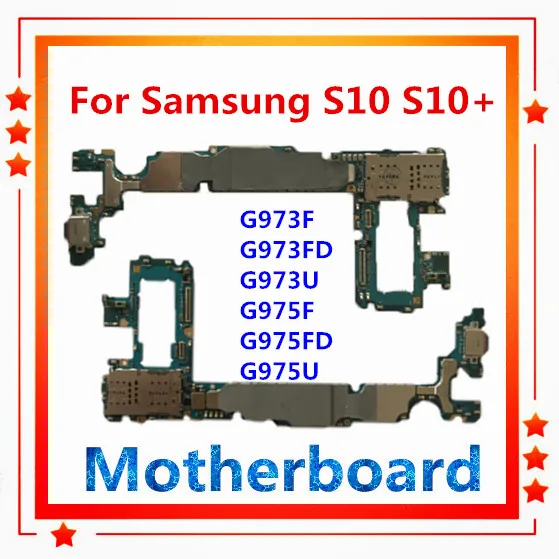 Разблокирована для samsung Galaxy S10 S10+ G973F G973FD G973U G975F G975FD G975U материнская плата одна/две sim-карты Android OS обновленная карта
