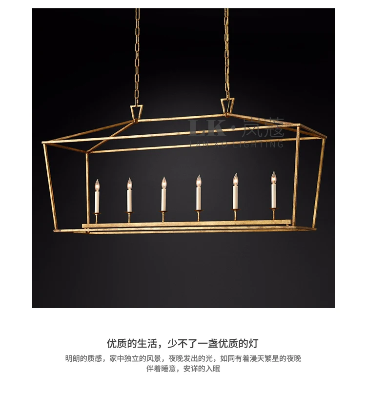 American minimalist retro chandelier Nordic industrial style long restaurant bar old old café bar front desk lighting
