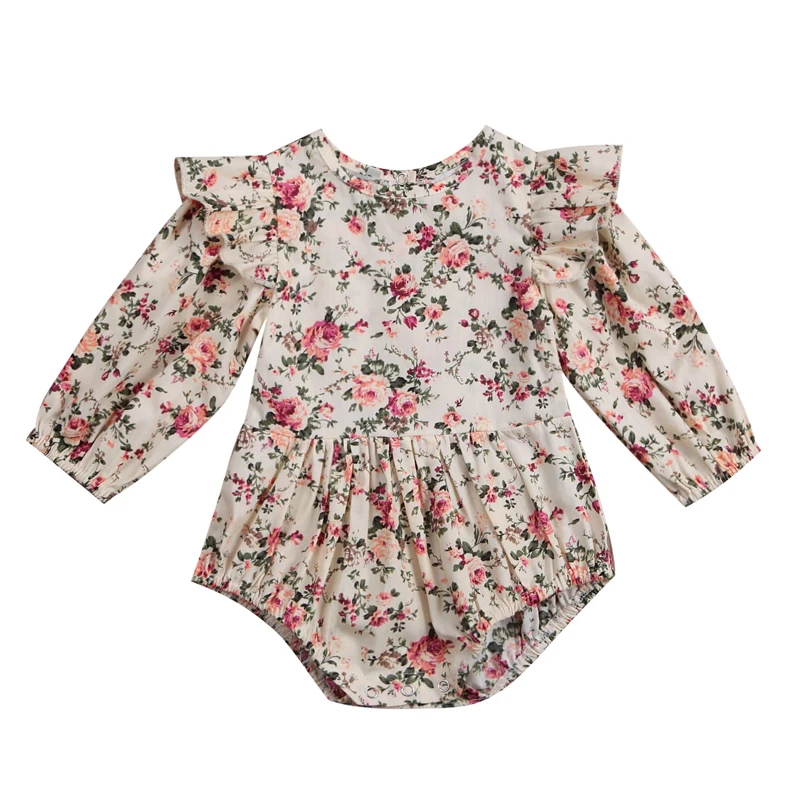 Весенне-осенняя одежда для младенцев осенняя одежда с рукавами-бабочками для маленьких девочек Комбинезон для малышей с длинными рукавами