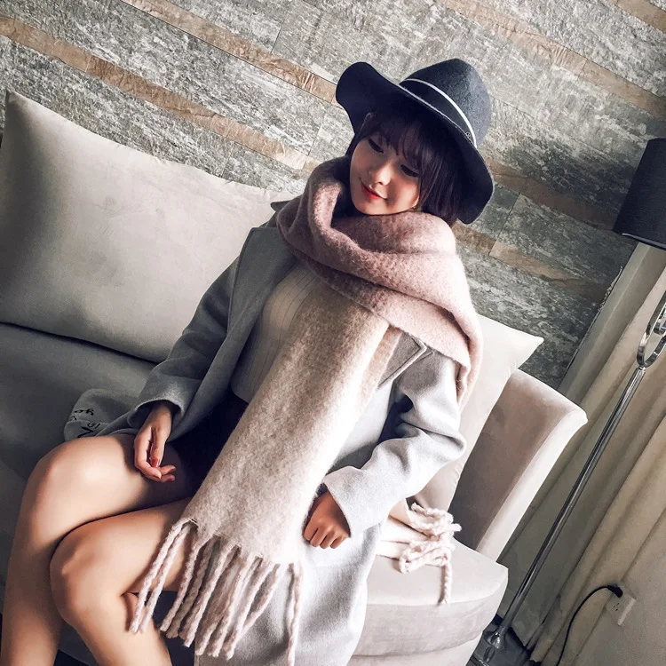 LANMREM корейская версия цвета подходящий шарф зима утолщенный женский Универсальный кашемировый теплый шарф с кисточками 19B-a602