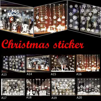 

White Christmas Glass Window Stickers No Glue Electrostatic Stickers Christmas Stickers Window Decoration Stickers Pinup Picture