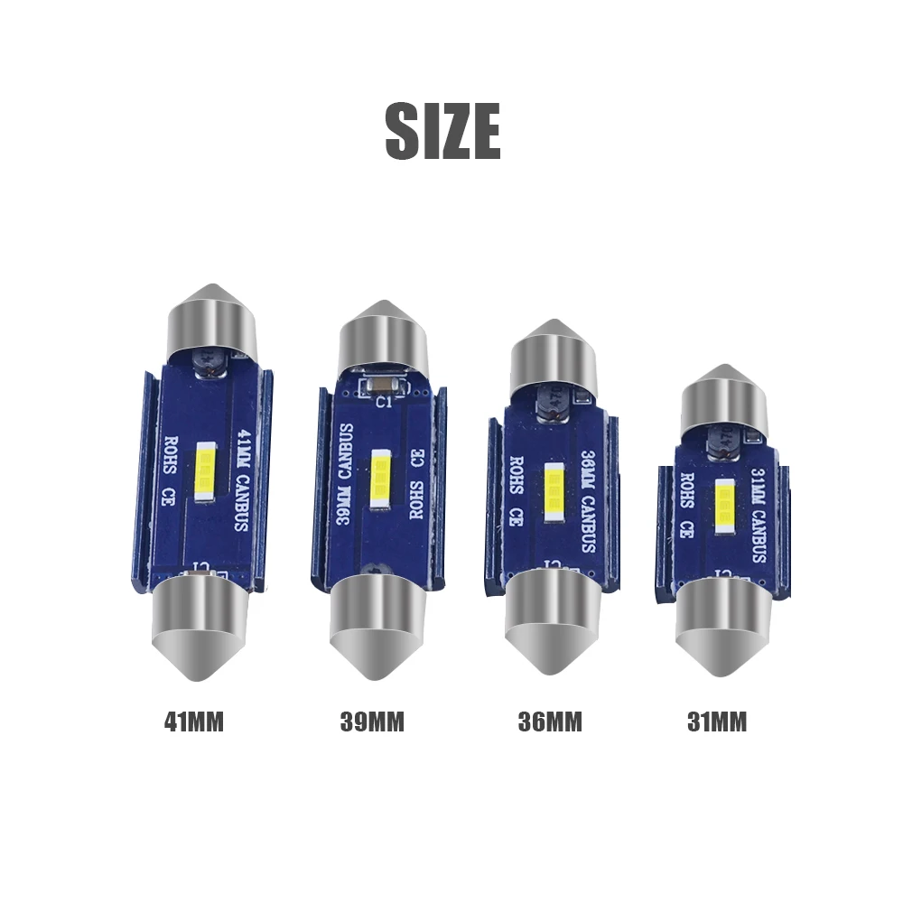 2pcs 31/36/39/41mm csp SMD 15W LED White Dome Festoon Car auto CANBUS Error Free C5W LED Lamp auto Bulb interior light 12-24V