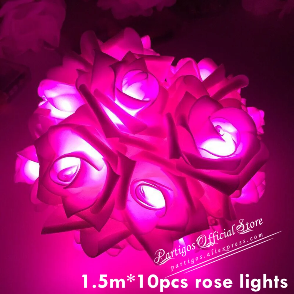 1.5m Pink 10/20 штук светодиодов Роза светильник пены с феей роз гирлянды светильник s свадебные ко Дню Святого Валентина букет вечерние гирлянда Luminaria Роза - Color: 1.5m Pink
