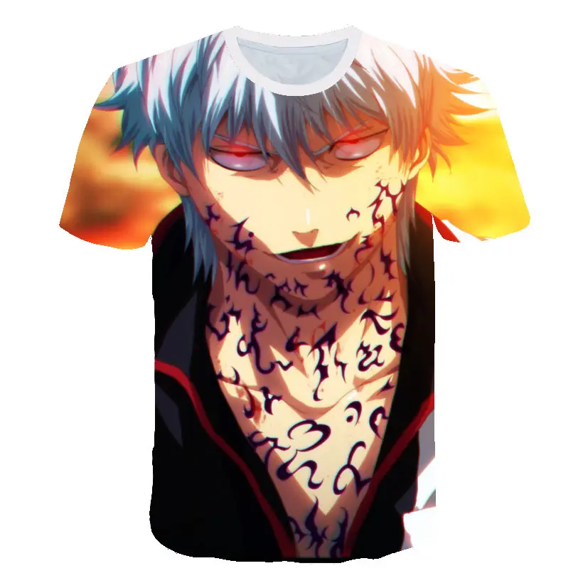 

New Gintama Silver Soul Funny Face T-shirt Cosplay Japanese Anime Men Women Short Sleeve O-neck T Shirt Samurai Warrior T-shirt
