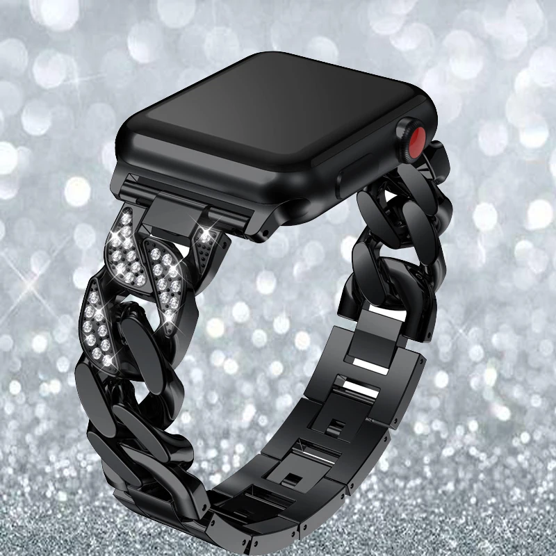 Браслет стразы из нержавеющей стали для apple watch band 44/40/42/38 мм series 5 4 3 2 1|Ремешки