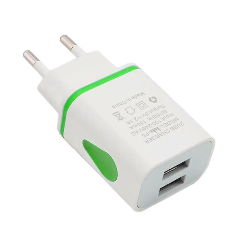 

Phone Universal 2.1A 5V LED 2 USB Charger Fast Wall Charging Adapter US/EU Plug USB Charger For iPhone For Samsung For HTC