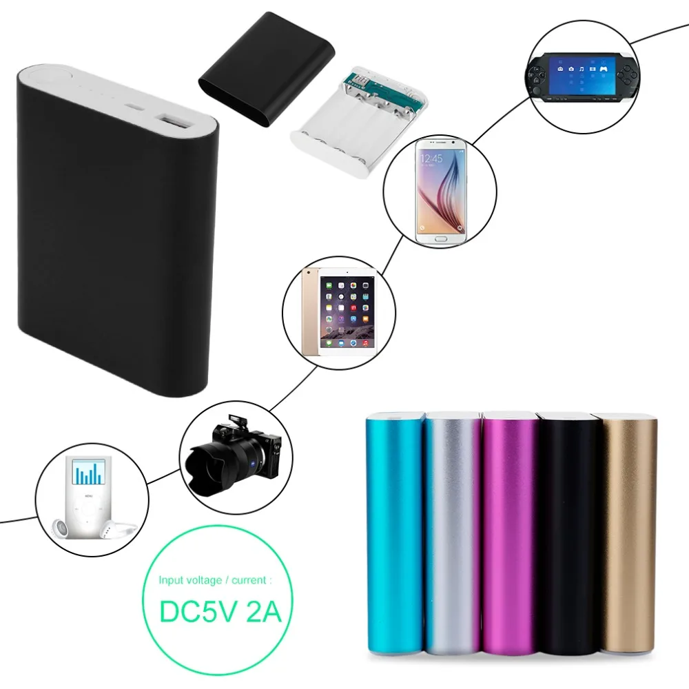 Блок питания 4*18650 корпус батареи DIY 10400mAh Комплект Универсальный USB внешний резервный аккумулятор батарея не включает для телефонов xiaomi