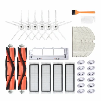 

6 Side Brush + 2 Roller Brush + 4 Filter Net for + 4 Mop Cloths Pad + 12 Filter elements for xiaomi S50 S55 S60 T4 T6 Robot Vacu