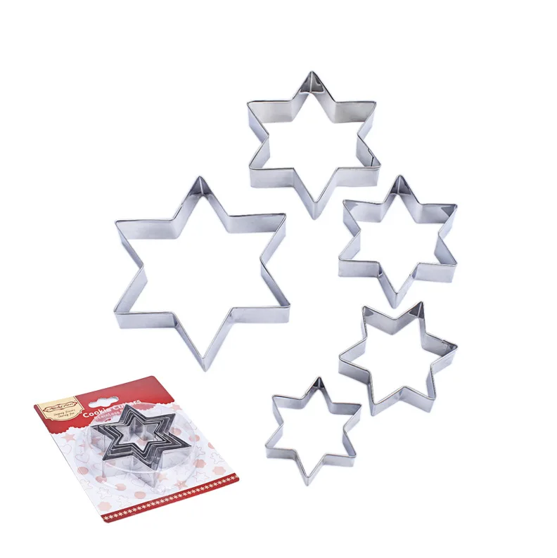 Circular hexagonal star mousse ring stainless steel 5 piece cake circle DIY cheesecake biscuits die mold baking tools bakery