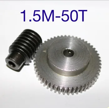 

1Set 1.5M-50T Reduction Ratio:1:50 45Steel Worm Gear Reducer Transmission Parts Wore Gear hole:10mm--D:79.5MM rod hole:6mm