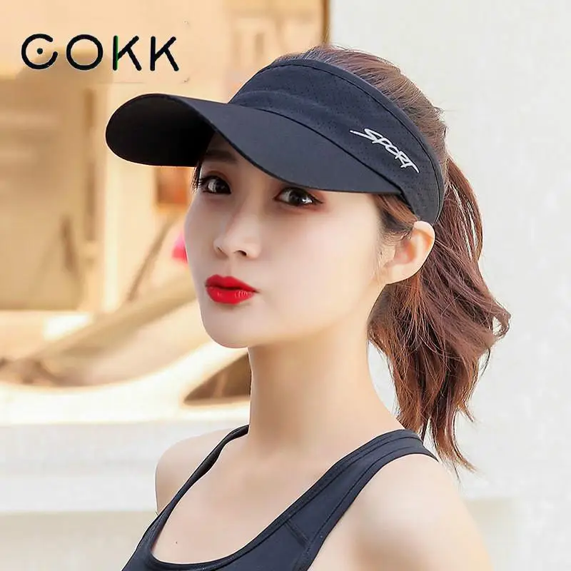 

COKK Summer Sun Visor Hat Women Caps Sports Quick Dry Sun Hats Visor Sport Empty Top Suncreen Visors For Women Men Beach Sun Hat