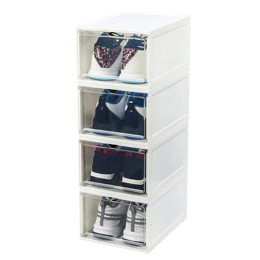 Раскладушка стекируемая для защиты обуви от пыли контейнер для хранения Дисплей Коробка органайзер обувь Экономия пространства Шкаф Вешалка для шкафа Обувной Ящик