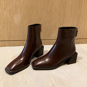 

Fashion Genuine Leather Quality High Heels Shoes For Women Platform Vintage Women'S Boots Wedding Party Shoes Woman