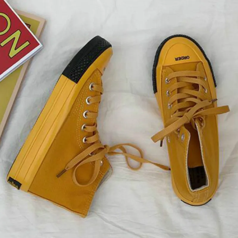 

2019 High Quality Classic Women Canvas Shoes new High Top Flats Women Vulcanized Shoes Factory Outlet Female Casual Shoes D1-58