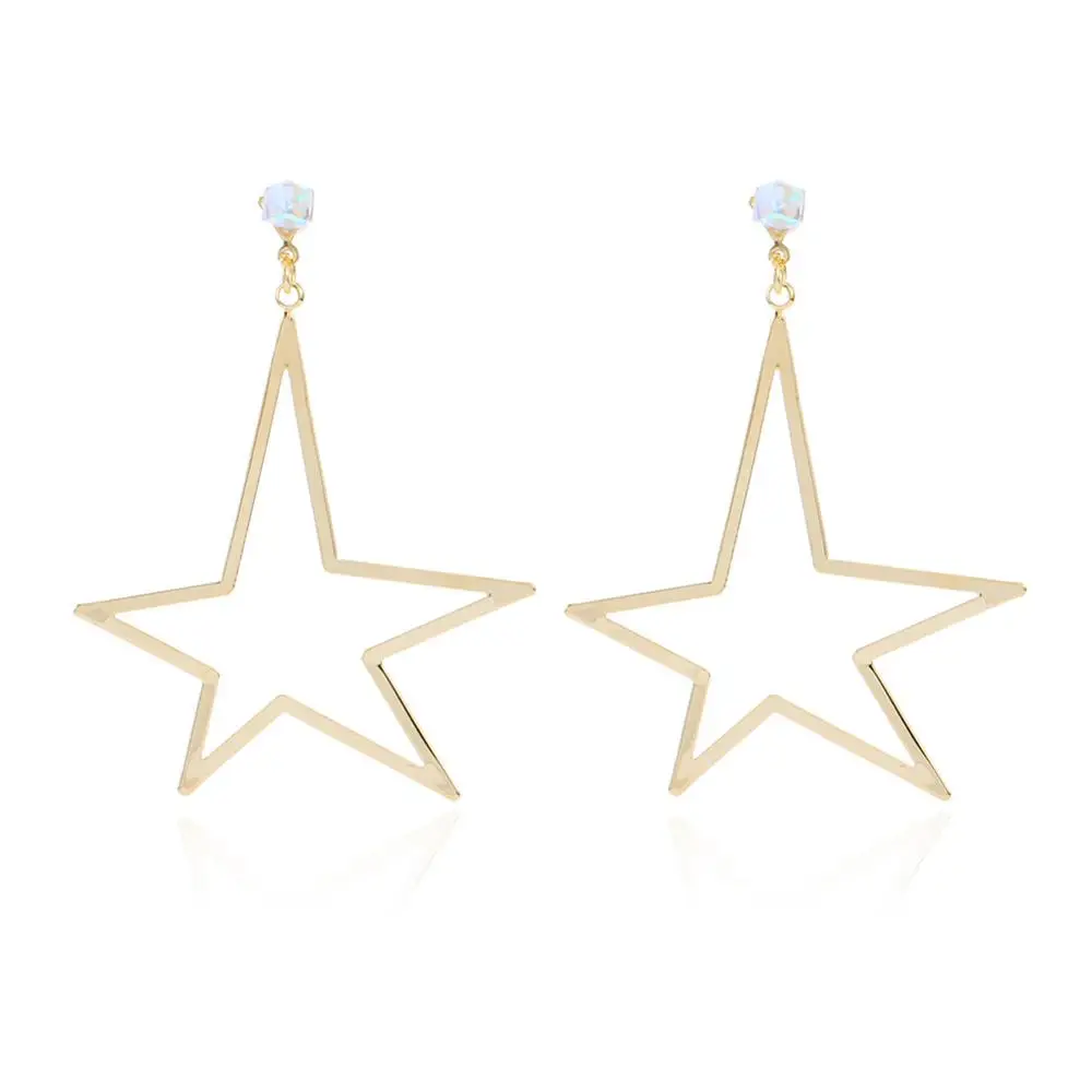 

ELEGANCE11 Kpop Gold Earrings Handmade Pentagram Dangle Earings Long Pendant Earrings for Christmas Party Jewelry Gift