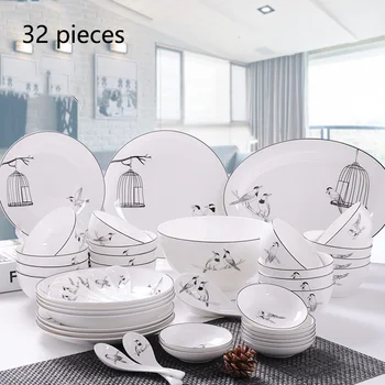 

Houhai Guci Tableware Suit Dinnerware Set Set Creative Ceramics Tableware 32 Pieces of Combined Household